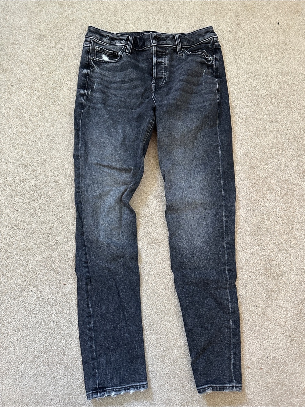 Express Dark Wash Skinny Jeans - Faded Black/Gray